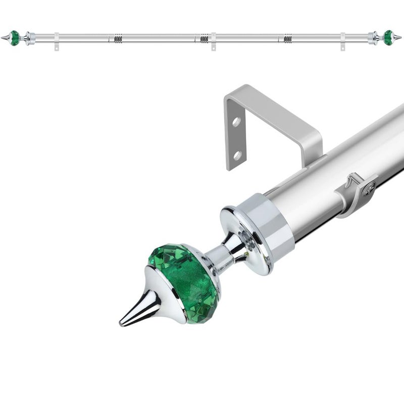 GRIVAN Stainless Steel 1 Inch Curtain RodPipe Green Diamond curtain KnobFinials and Curtain SupportBracket For Window Door Curtain Holder Set 81 Inch - Image 1