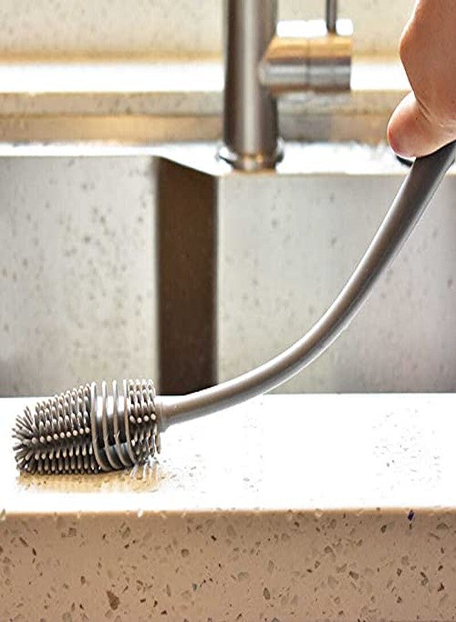 KitchenFest® 33cm Long Bottle Cleaning Brush for Washing Water Bottle, Narrow Neck Containers, Hydro Flask, Vacuum Sports Bottle, Vase and Glassware - Grey - Image 5