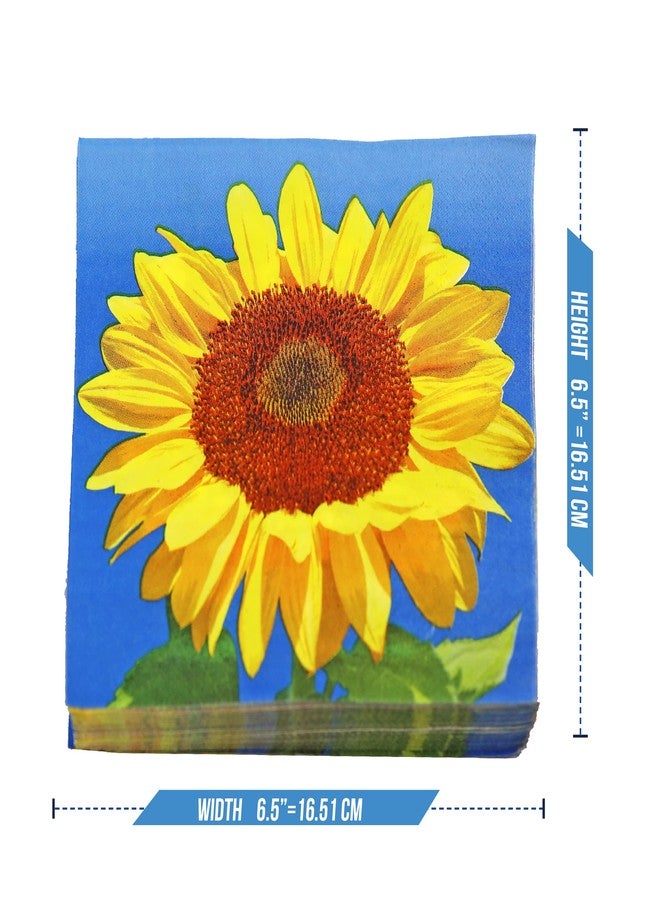 Iconikal 75-Count Disposable Paper Party Napkins Sunflower Fields 6.5x6.5-Inch 2-Ply 2-Sided Design Birthday Dinner Event Decor Bulk Pack - Image 4