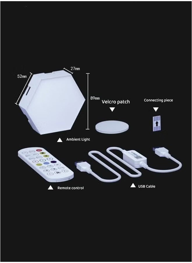 داريو - ألواح إضاءة LED سداسية ذكية RGB - إضاءة جدارية قابلة للتخصيص تعمل بالتطبيق وجهاز التحكم عن بُعد، مزودة بمزامنة موسيقية لتزيين غرف الألعاب وغرف النوم والبث المباشر - مجموعة من 6 ألواح - Image 1
