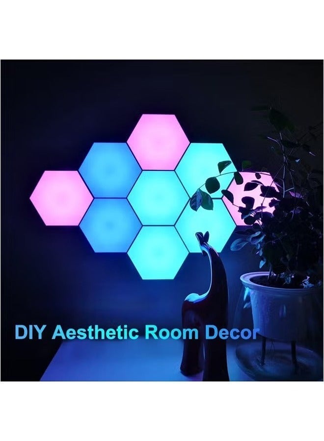 داريو ألواح إضاءة LED سداسية ذكية RGB - إضاءة جدارية قابلة للتخصيص تعمل بالتطبيق وجهاز التحكم عن بُعد، مزودة بمزامنة موسيقية لتزيين غرف الألعاب وغرف النوم والبث المباشر - مجموعة من 6 ألواح - Image 3