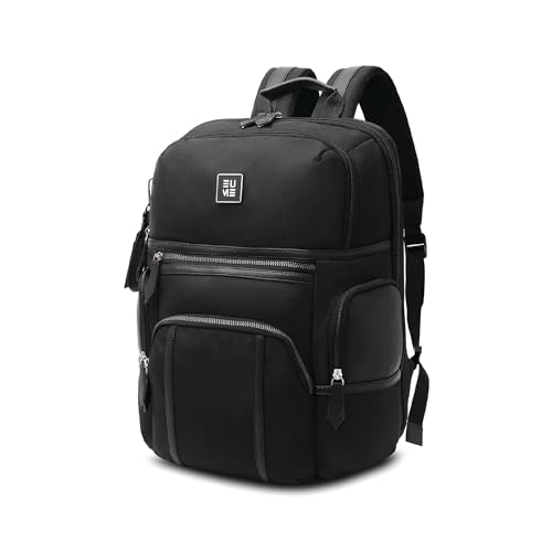 EUME Asher 32L Laptop Bag for Men, Charcoal Black | 2 Large Compartment Office Laptop Backpacks | Fits Up to 15.6" Laptop | Nylon Fabric | Travel Bag | Bagpacker Bag for Men and Women - Image 1