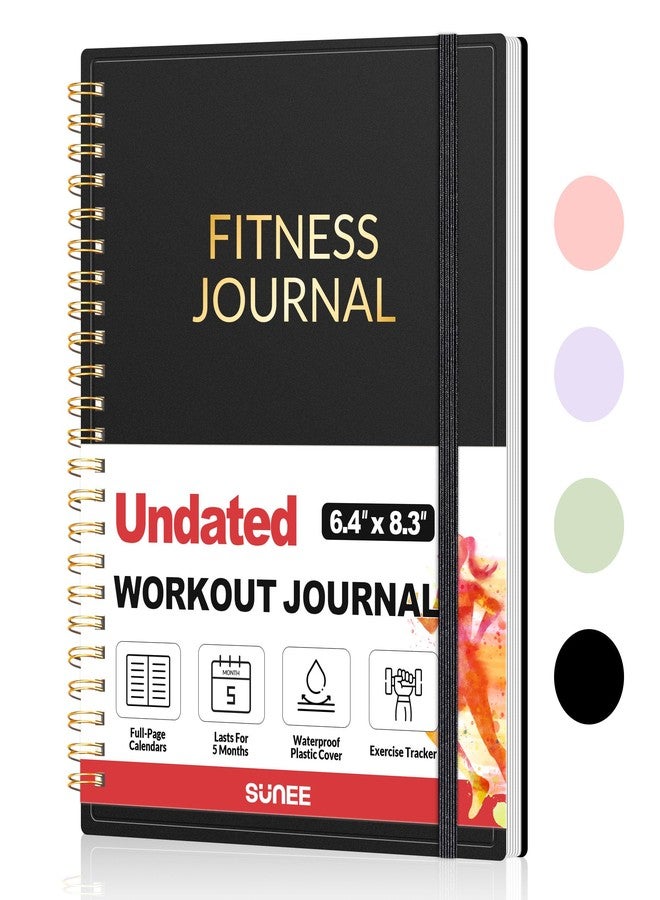 SUNEE Fitness Journal Workout Planner, A5(6.4" x 8.3") Workout Journal & Log Book for Men & Women, Undated Fitness Workout Planner for Gym Essentials & Home Workouts, Track Progress & Achieve Goals, Black - Image 1
