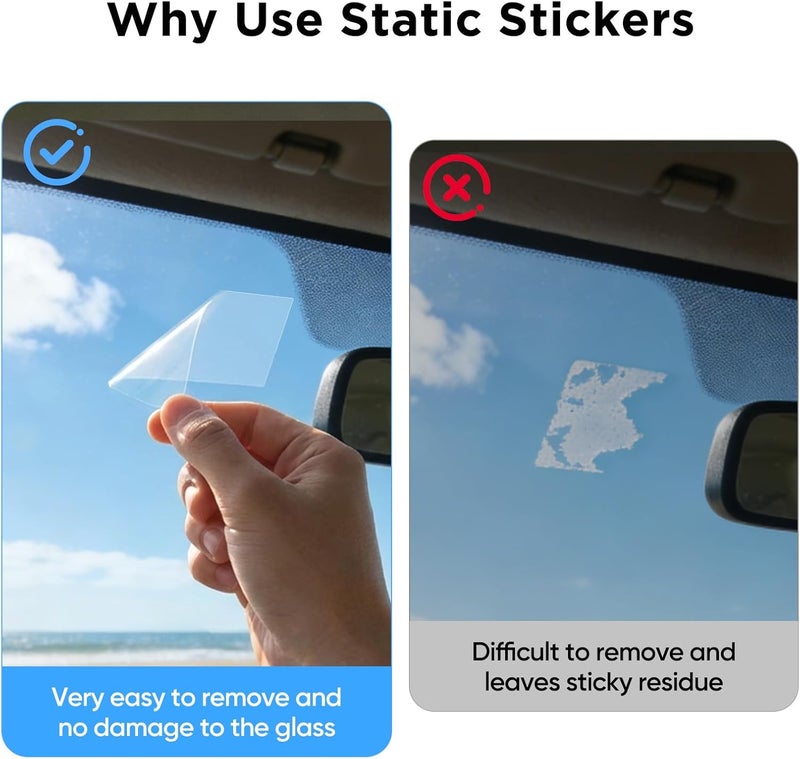 VIOFO 4 x Transparent Plastic Static Windshield Sticker, Compatible with All Dashcam mounts, Zero Damage, Aftermarket Window Tint Friendly Multi usage - Image 4