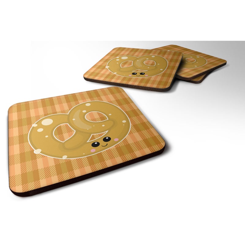 ""Caroline's Treasures Pretzel Foam Coaster Set of 4  3.5  Multicolor""