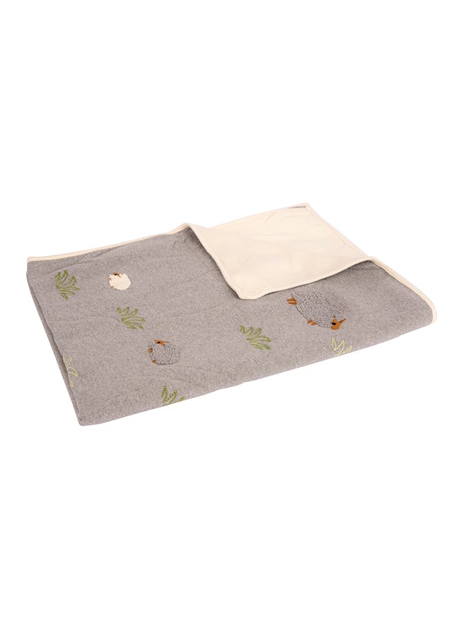 Alina Blanket 100% Cotton Knitted (Embroidery Sheep Grey ) - Image 1
