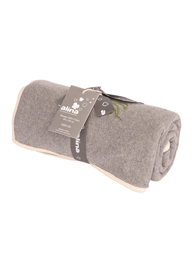 Alina Blanket 100% Cotton Knitted (Embroidery Sheep Grey ) - Image 3