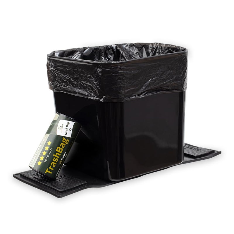 HAUSSIMPLE Car Trash Can with Stability Wings Leakproof Portable Garbage Bin for Fabric Rubber Mats Compact Durable Plastic Auto Organizer for Cars SUVs Trucks Black Large - Image 3