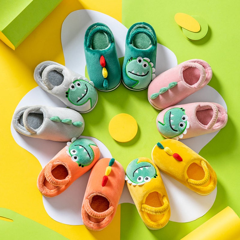 1 Pair Cartoon Kids Dinosaur Slippers Autumn Winter Back Strap Cotton Shoes - Image 5