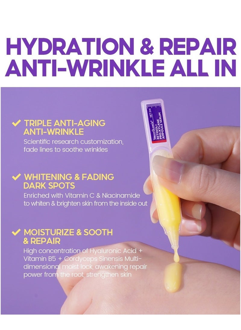 Vibrant Glamour - 15Pcs Retinol + Pro-Xylane Ampoule Serum ,Anti-aging Anti Wrinkle Firming Hydrating Moisturizing Soothing Repairing Fade Fine Lines & dark Spots Deep Care Essence with Retinol 15x2ml - Image 1
