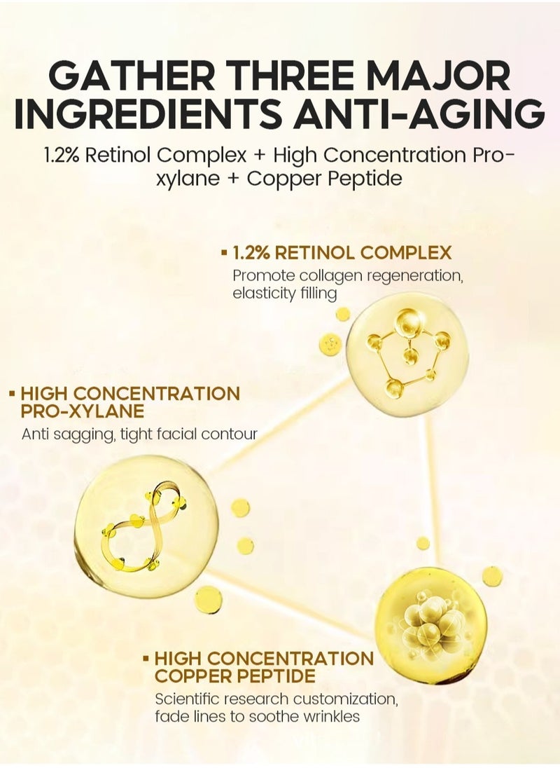 Vibrant Glamour - 15Pcs Retinol + Pro-Xylane Ampoule Serum ,Anti-aging Anti Wrinkle Firming Hydrating Moisturizing Soothing Repairing Fade Fine Lines & dark Spots Deep Care Essence with Retinol 15x2ml - Image 1