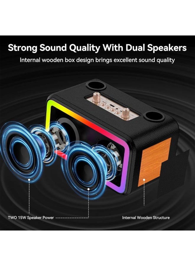 ELTRAZONE M3201 Wireless Bluetooth Speaker with Karaoke Subwoofer, 3600mAh Battery, RGB Party Lights, Portable Outdoor Sound System – Compatible with Phone, Tablet, TV & Laptop - Image 3