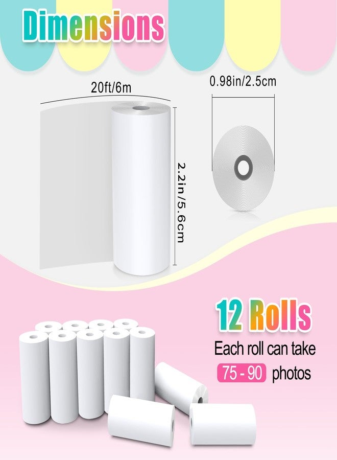 Hikkon 12 Rolls Instant Print Camera for Kids Refill Print Paper - Hikkon Thermal Print Paper Rolls Photo Print HD Printing for Most Kids Instant Camera - Paper Only(White-12) - Image 2