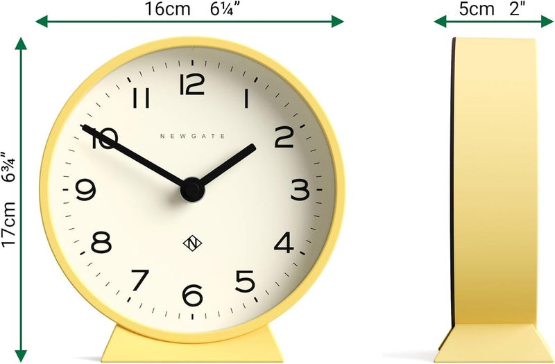 NEWGATE ® M Mantel Echo Desk Clock | Modern Round Design | Yellow | Easy to Read Numbers | Contemporary Style for Desk, Table, Shelf or Bedside - Image 4