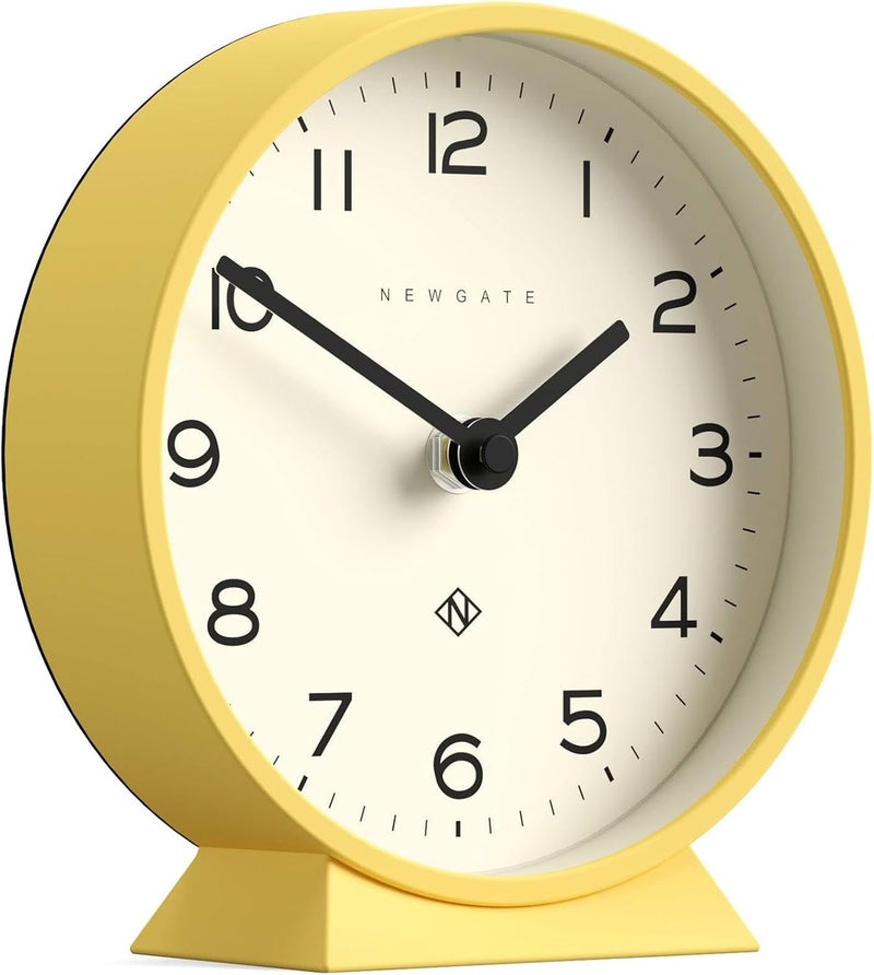 NEWGATE ® M Mantel Echo Desk Clock | Modern Round Design | Yellow | Easy to Read Numbers | Contemporary Style for Desk, Table, Shelf or Bedside - Image 2