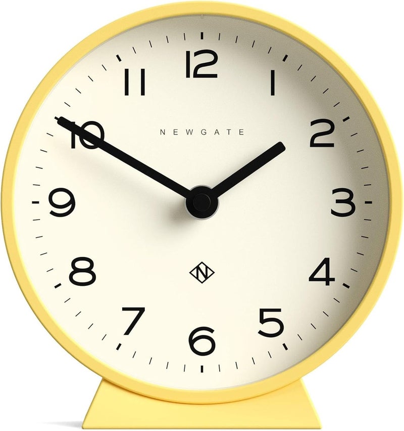 NEWGATE ® M Mantel Echo Desk Clock | Modern Round Design | Yellow | Easy to Read Numbers | Contemporary Style for Desk, Table, Shelf or Bedside - Image 1