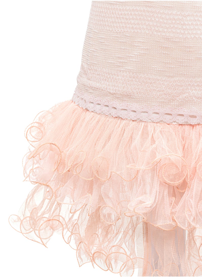 Queen FRILL Peach Girls Party Dress, Princess Dress Party Wear Wedding Evening Formal Pageant Dance Gown for Birthday Kid Girls Elegant  - Image 3