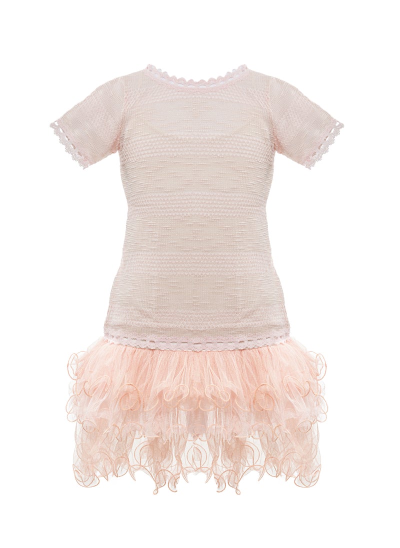 Queen FRILL Peach Girls Party Dress, Princess Dress Party Wear Wedding Evening Formal Pageant Dance Gown for Birthday Kid Girls Elegant  - Image 2