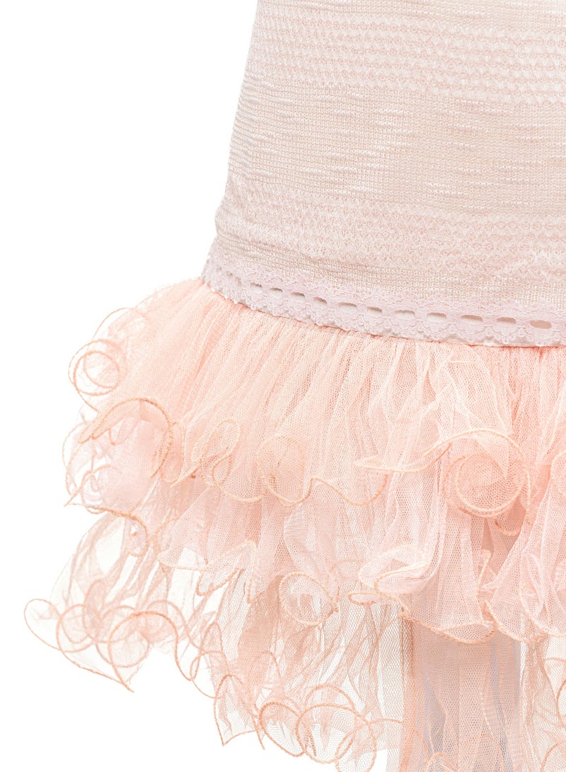 Queen FRILL Peach Girls Party Dress, Princess Dress Party Wear Wedding Evening Formal Pageant Dance Gown for Birthday Kid Girls Elegant - Image 4