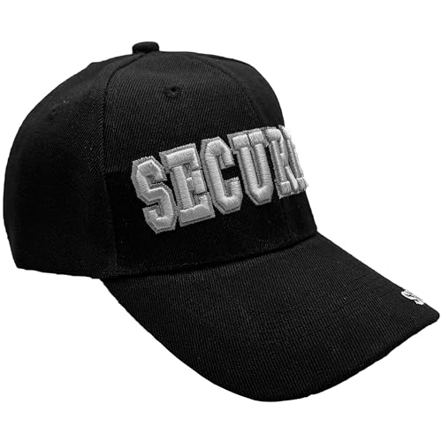 MegaDeal mens Security Hat Baseball Ball Cap Black Embroidered Adjustable 100% Cotton - Image 3