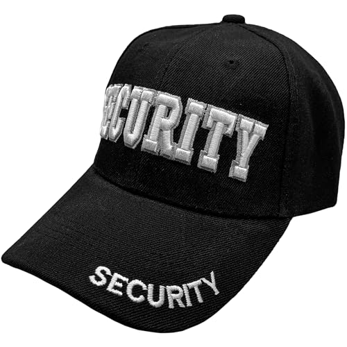 MegaDeal mens Security Hat Baseball Ball Cap Black Embroidered Adjustable 100% Cotton - Image 1