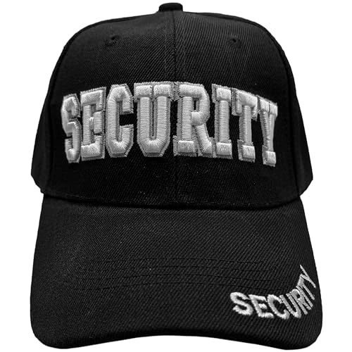 MegaDeal mens Security Hat Baseball Ball Cap Black Embroidered Adjustable 100% Cotton - Image 2