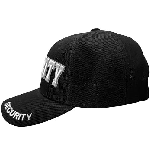 MegaDeal mens Security Hat Baseball Ball Cap Black Embroidered Adjustable 100% Cotton - Image 4