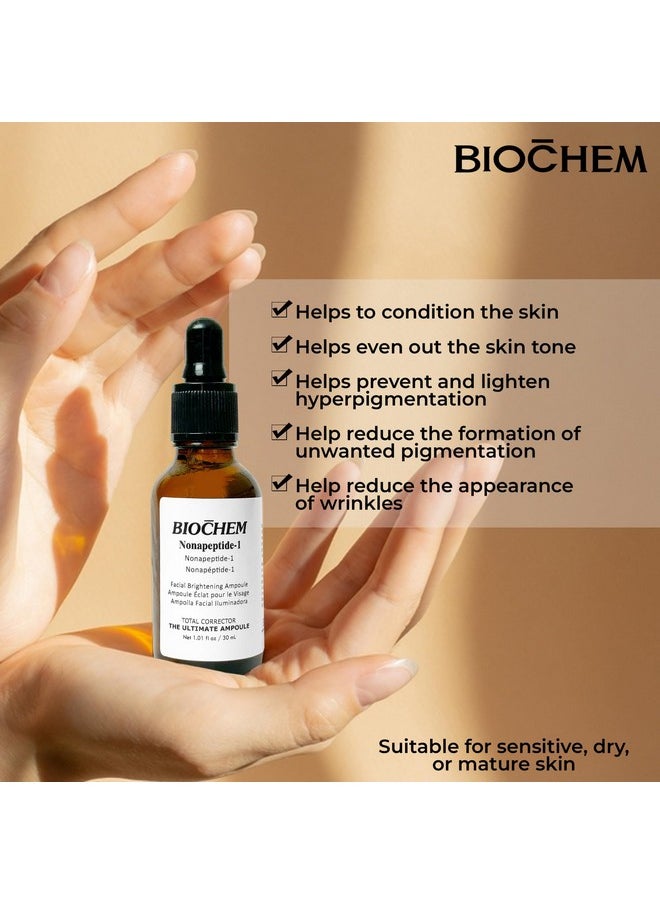 Biochem - Nonapeptide1 Facial Brightening Ampoule 1.01 Fl Oz / 30 Ml Skin Tone Correcting & Powerful Blend Formula For Facial Wrinkles & Fine Lines - Image 1
