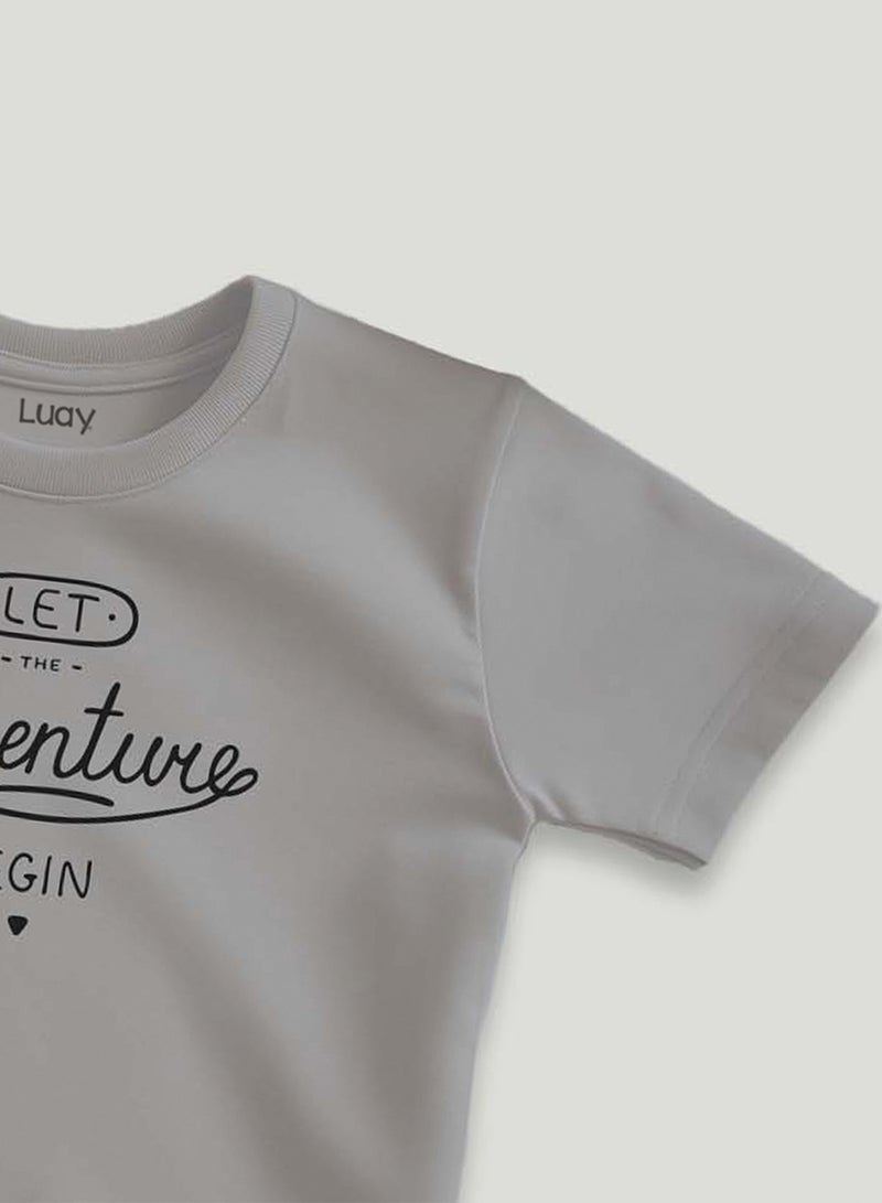 LUAY Unisex 100% Bamboo based Ultra-Soft fabric Half Sleeve T-Shirt with Adventure Print-Grey - Image 5