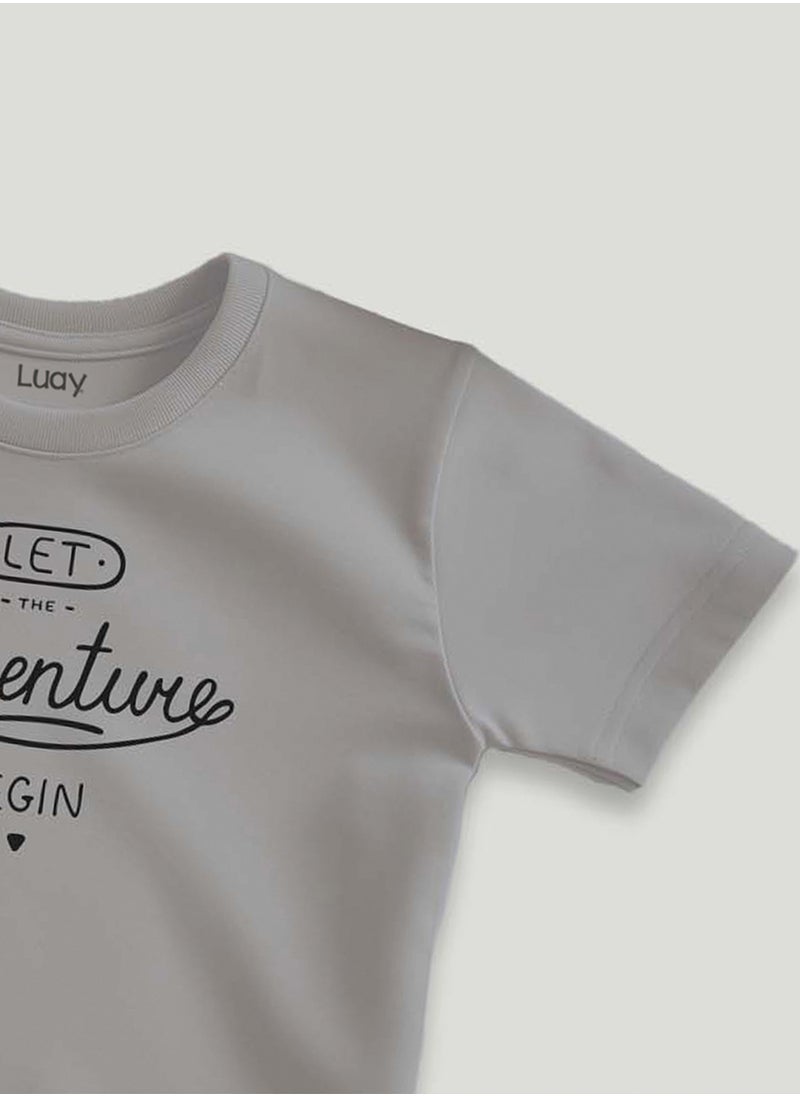 LUAY - Unisex 100% Bamboo based Ultra-Soft fabric Half Sleeve T-Shirt with Adventure Print-Grey - Image 1