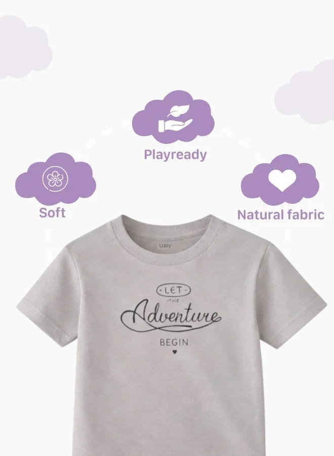 LUAY Unisex 100% Bamboo based Ultra-Soft fabric Half Sleeve T-Shirt with Adventure Print-Grey