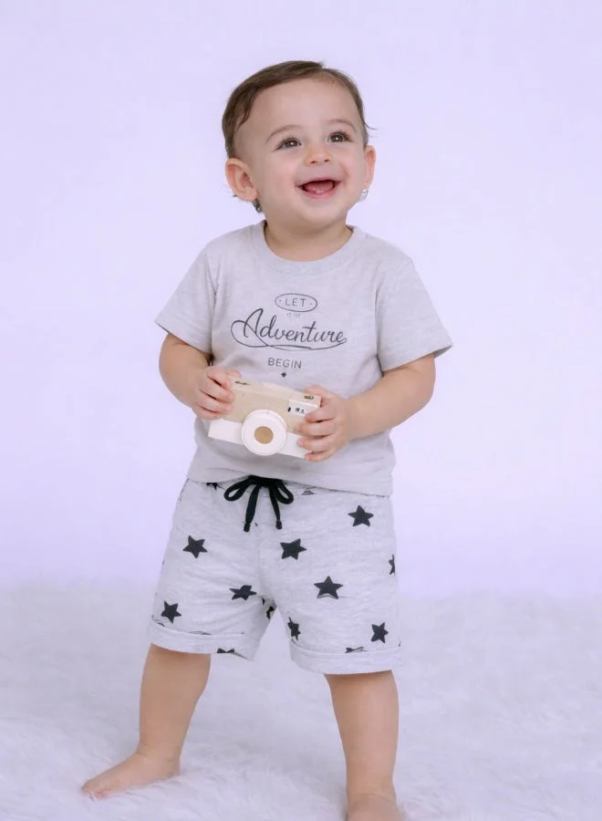 LUAY Unisex 100% Bamboo based Ultra-Soft fabric Half Sleeve T-Shirt with Adventure Print-Grey