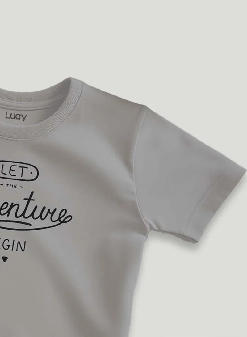 Luay Single Unisex 100% Bamboo based Ultra-Soft fabric Half Sleeve T-Shirt with Adventure Print-Grey for Men | Best Price UAE