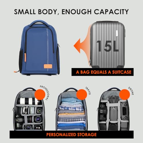 TARION Large Camera Backpacks for Photographers - Waterproof Camera Bag Photography backpack with 15.6" Laptop Compartment Rain Cover Side Access Tripod Holder(TB04 Blue) - Image 4