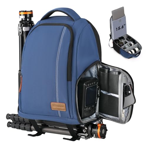 TARION Large Camera Backpacks for Photographers - Waterproof Camera Bag Photography backpack with 15.6" Laptop Compartment Rain Cover Side Access Tripod Holder(TB04 Blue) - Image 1