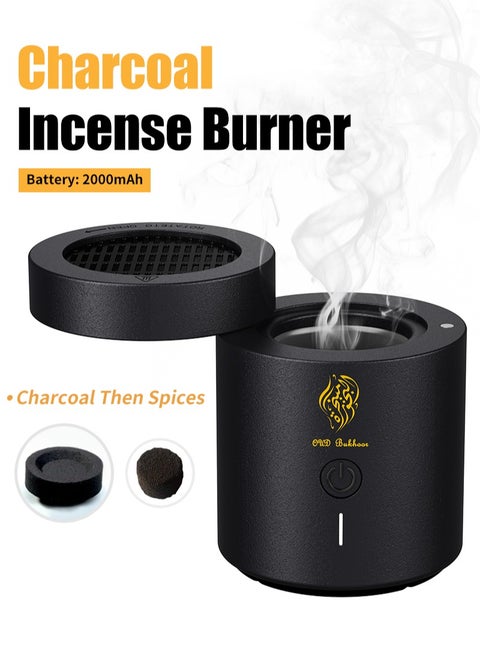 2025 New Arabic Incense Burner USB Car Portable Electric Aroma Diffuser Bakhoor Arabia Charcoal Burner Big Size Burning Space for Muslim BK-108