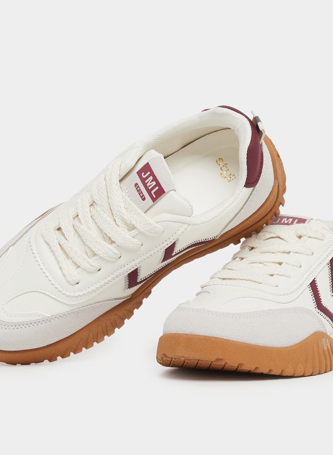 Styli Styli Retro Sole Panelled Lace-Up Sneakers  - Image 3