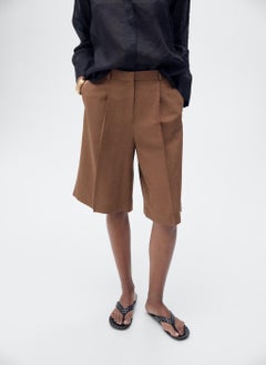 MANGO Linen-Blend Suit Bermuda Shorts  - Image 1