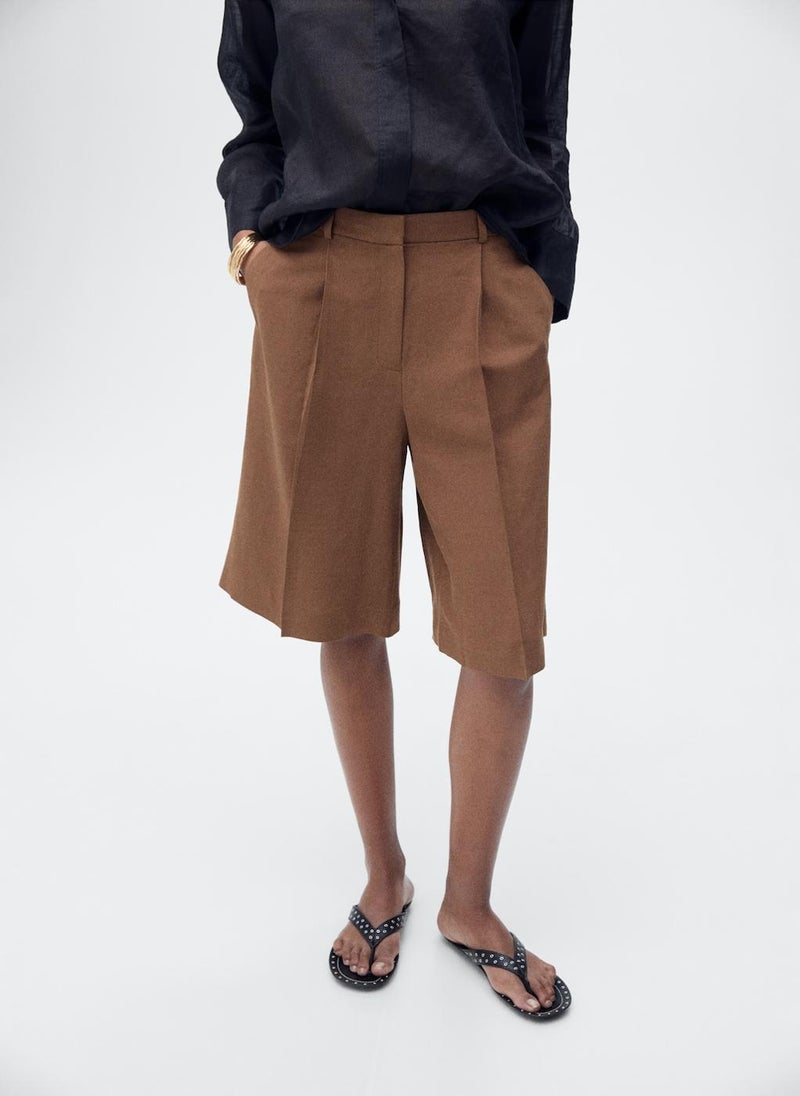 MANGO - Linen-Blend Suit Bermuda Shorts - Image 1