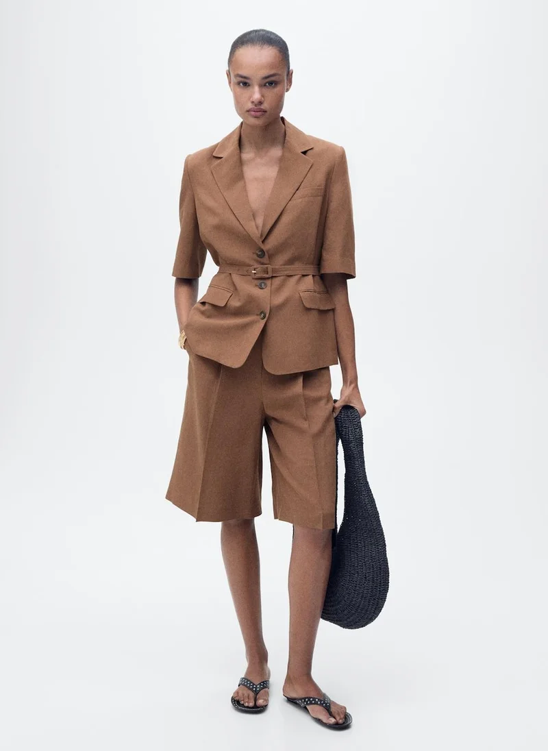 MANGO Linen-Blend Suit Bermuda Shorts