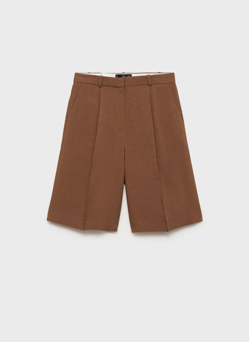 MANGO - Linen-Blend Suit Bermuda Shorts - Image 1