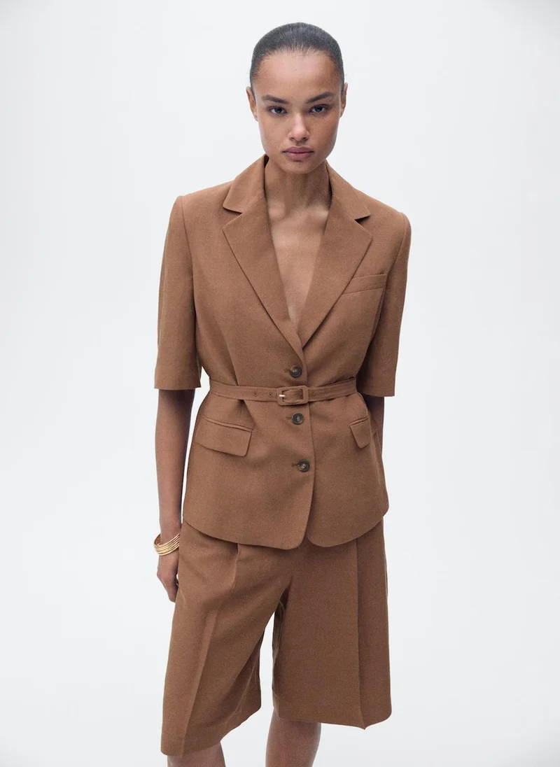 MANGO Linen-Blend Suit Bermuda Shorts