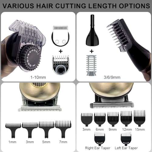Hatteker Beard Trimmer Mustache Trimmer for Men 8 in 1 Adjustable Speed Waterproof Hair Clipper T-Blade Trimmer Electic Razor Shavers Cordless Mens Gift Grooming Kit with Face Nose Body - Image 4