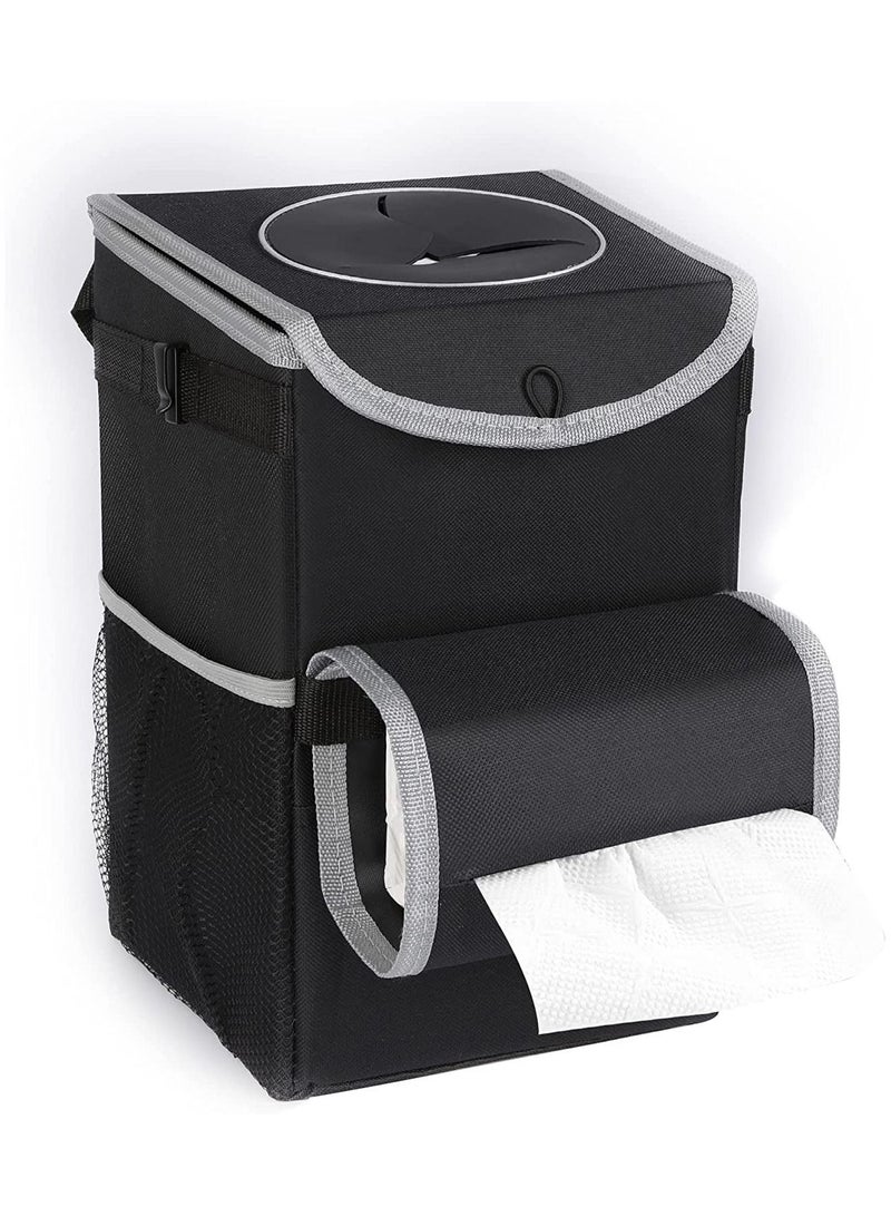 LIMOS Car Trash Storage Bag with Lid with Removable Leak Proof Interior Liners Pockets Large Capacity Trash Bin - Image 2