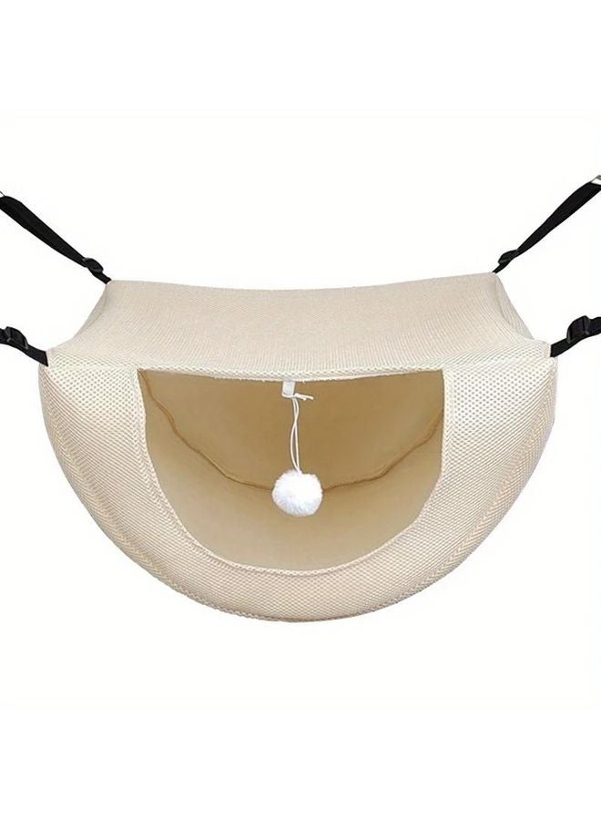 Large Beige Breathable Mesh Suspended Pet Bed Adjustable Cat Hammock For Indoor Use - Image 1