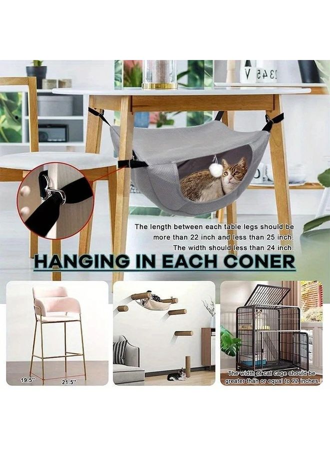 Large Beige Breathable Mesh Suspended Pet Bed Adjustable Cat Hammock For Indoor Use - Image 5