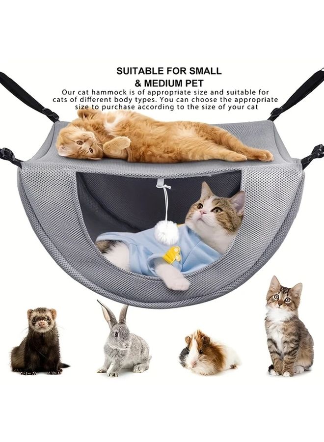 Large Beige Breathable Mesh Suspended Pet Bed Adjustable Cat Hammock For Indoor Use - Image 4