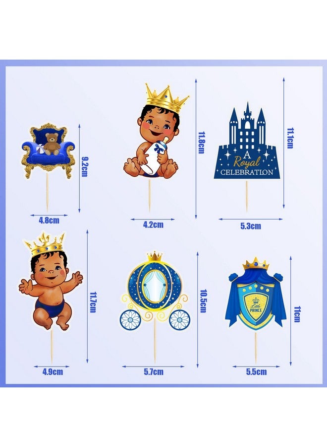 Pajean 48 Pieces Little Prince Cupcake Cake Toppers Royal Prince Baby Shower Birthday Party Decorations Supplies for Boy African American Little Prince Black Boys Baby Shower Birthday Party Supplies - Image 4