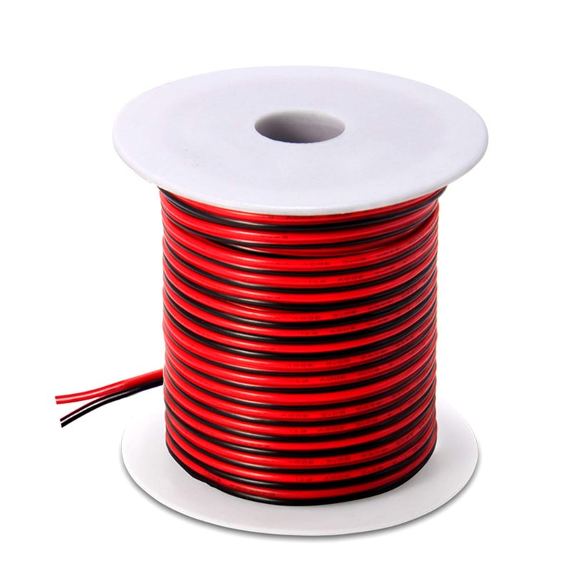 MILAPEAK 100FT 18 AWG Gauge Electrical Wire, DC 12V Hookup Red Black Copper Stranded Auto 2 Cord, Flexible Extension Cable with Spool for LED Ribbon Lamp Light or Low Voltage Products by MILAPEAK - Image 1