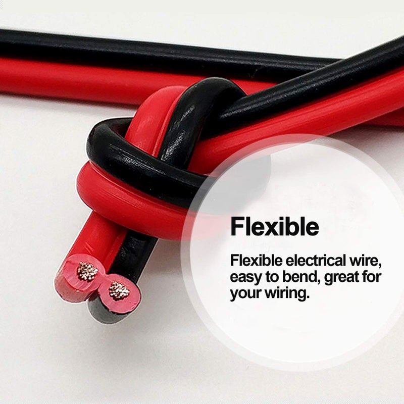 MILAPEAK 100FT 18 AWG Gauge Electrical Wire, DC 12V Hookup Red Black Copper Stranded Auto 2 Cord, Flexible Extension Cable with Spool for LED Ribbon Lamp Light or Low Voltage Products by MILAPEAK - Image 5